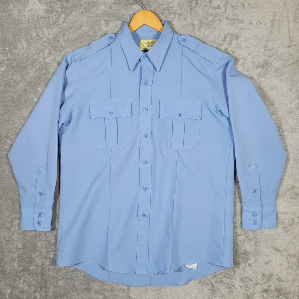 Vtg Badger The Major Uniform Work Shirt 16.5-33 Button Racine Wisconsin USA